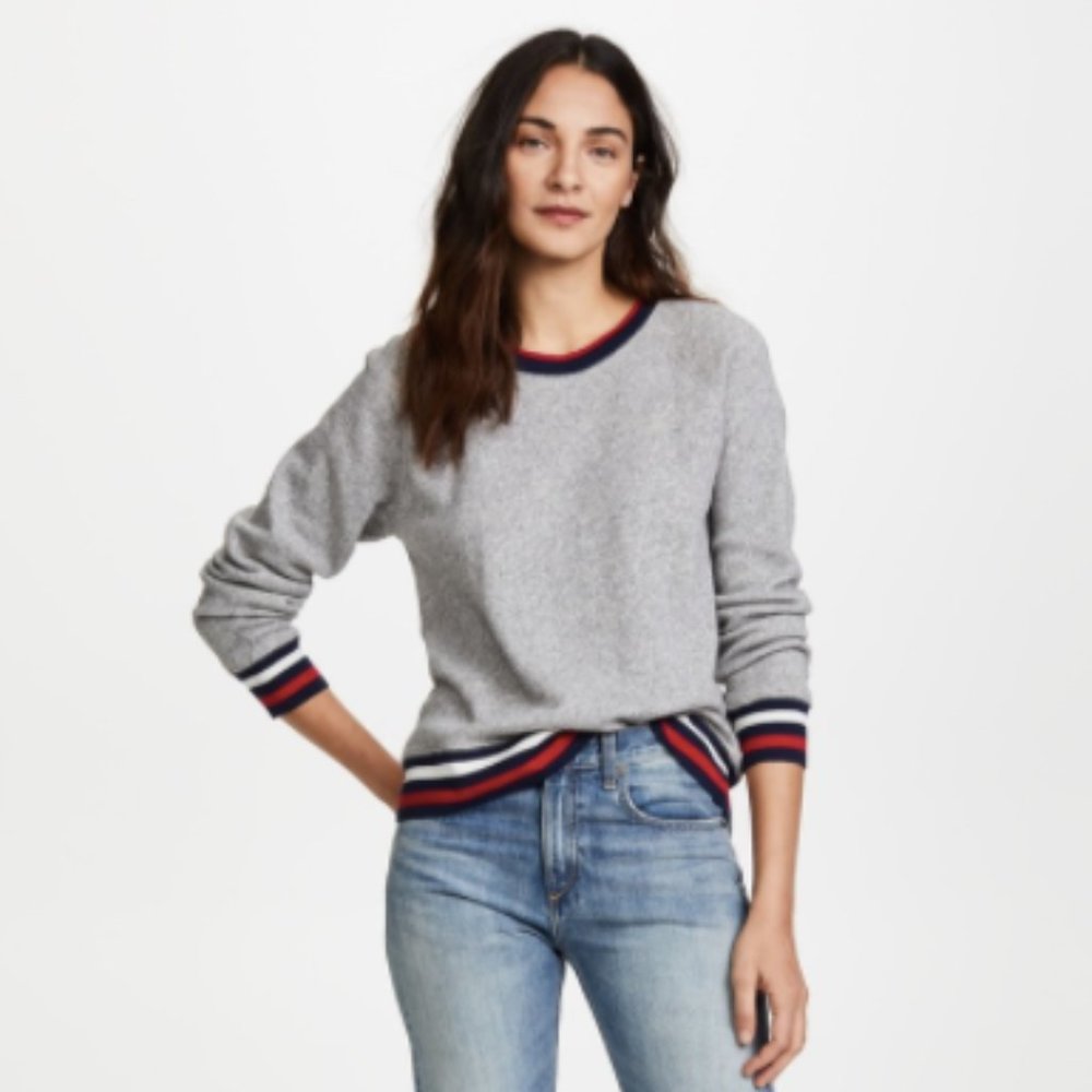 Joie Richardine B Grey Contrast Trim Sweatshirt